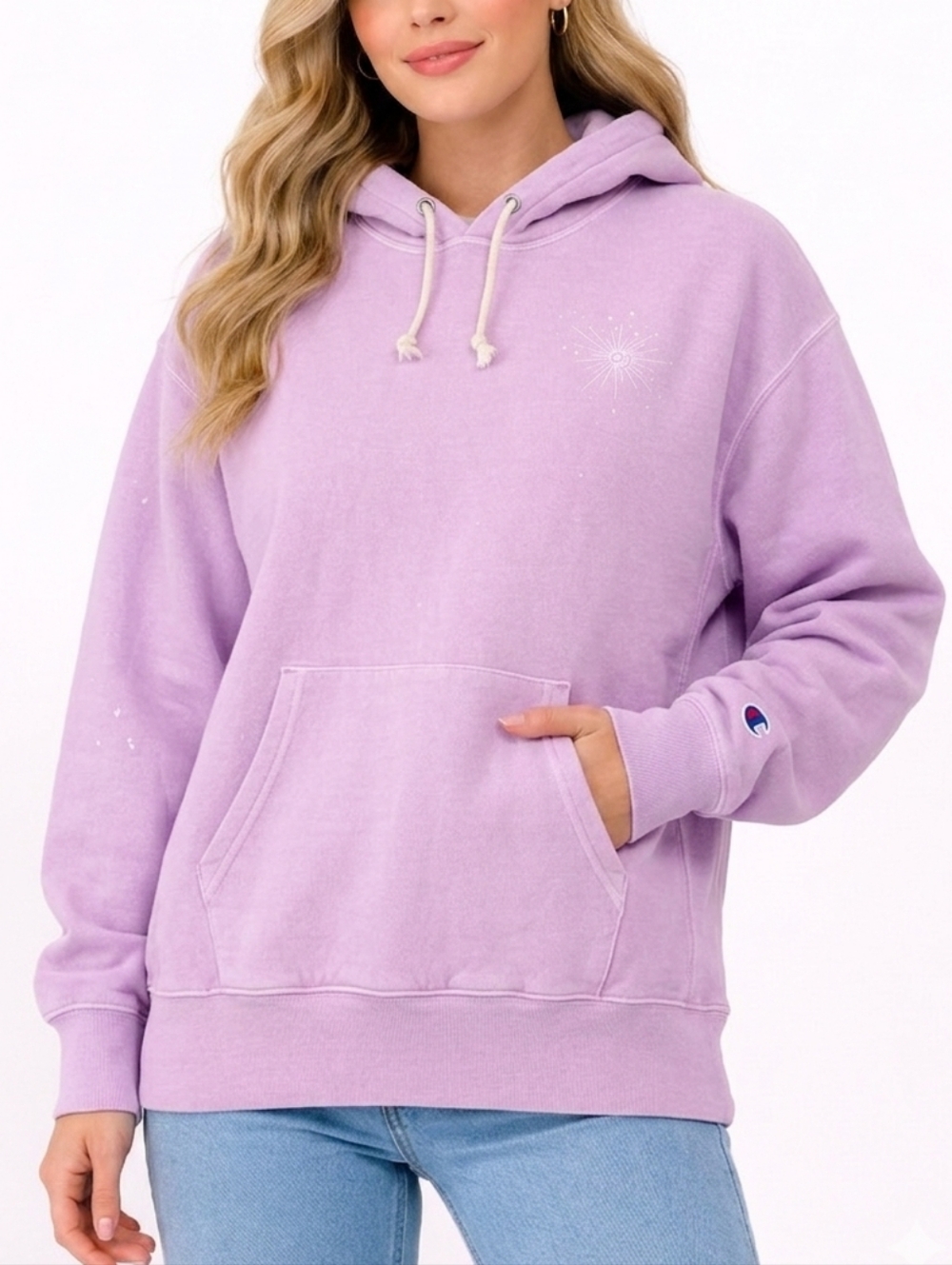 NEW Champion Hoodie Large Womens Oversized Sweatshirt Purple Lavender Celestial